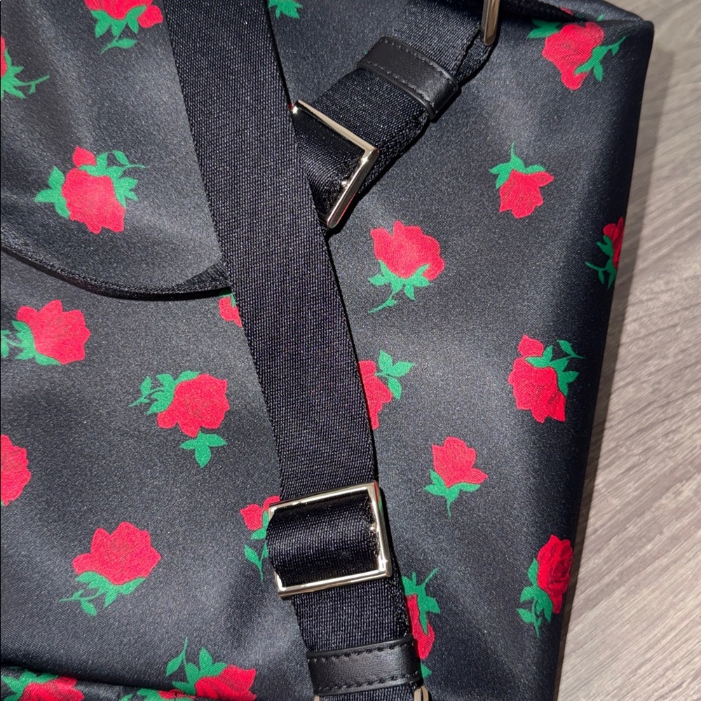 Kate Spade Black Rose Pattern Backpack - Picture 12 of 14